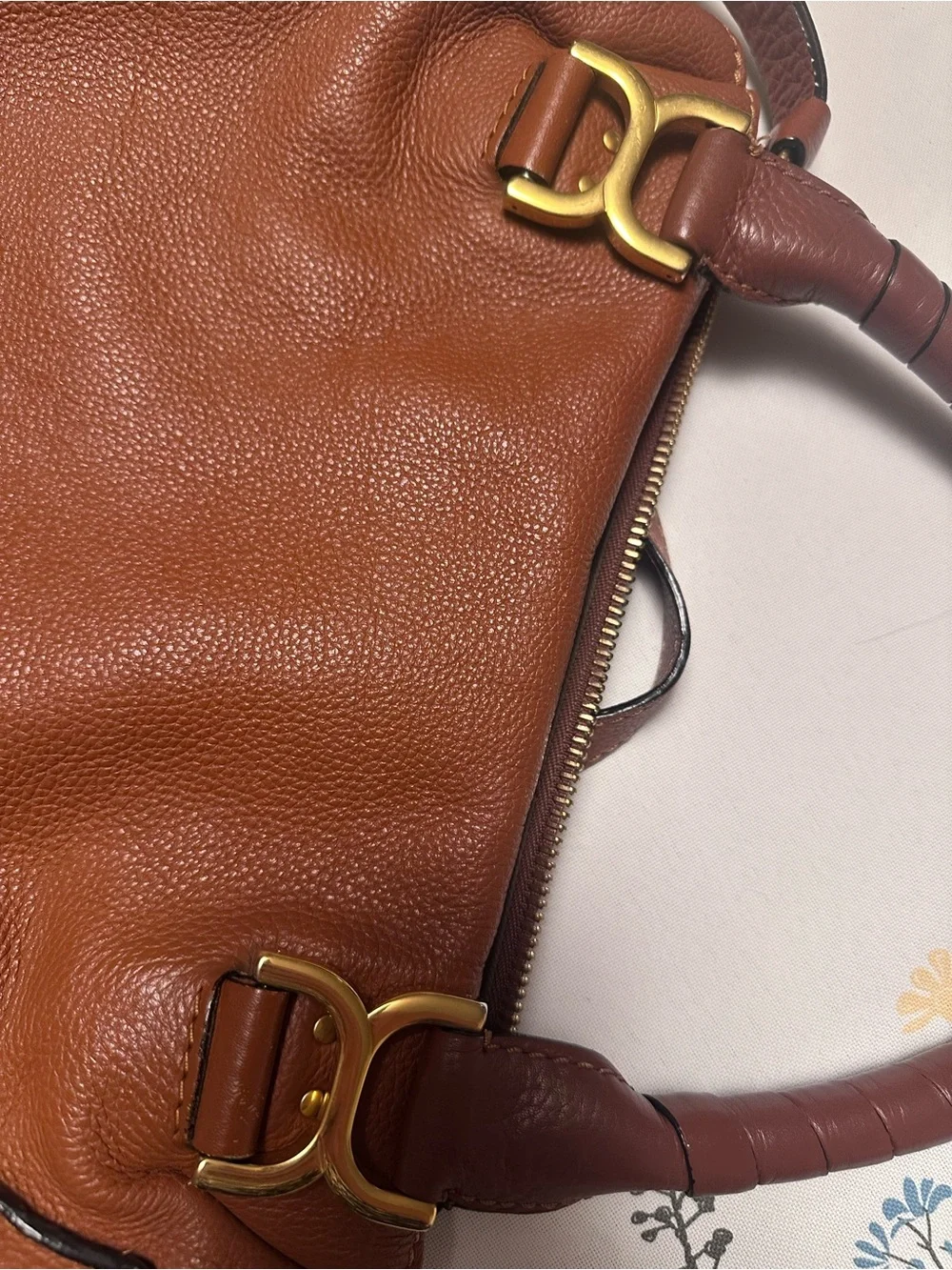 Chloé Cognac Brown Leather Medum Marcie Satchel